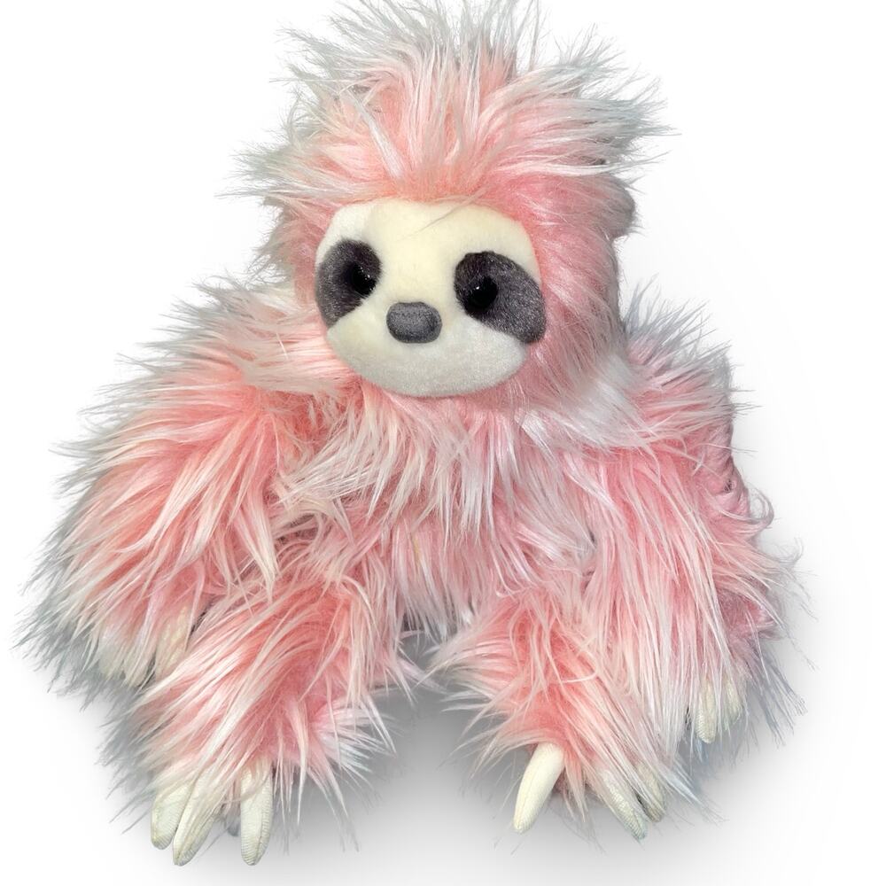 Aurora Purely Luxe Pink Sloth Plush Stuffed Animal Long Hair Shaggy 10" Fluffy - Picture 5 of 7